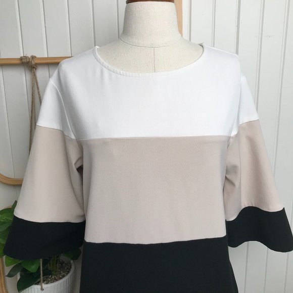 Shona Joy Tri-Colour Band Short Sleeve Dress - Picture 2 of 8